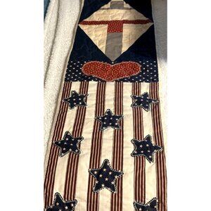 Handmade Patriotic Quilted Wall Hanging With Stars Stripes Design 10" x 37"